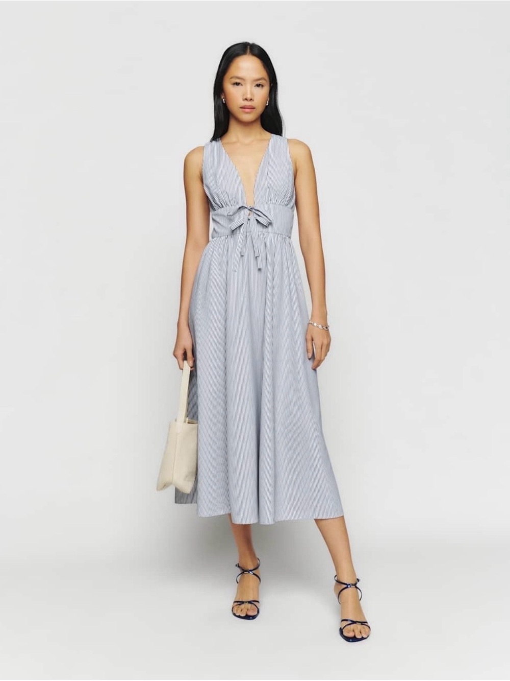 Reformation Blue Striped Midi Dress